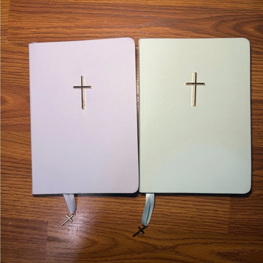 NEW Blue & Mint Cross Journal With Cross Charm Bookmark Bundle